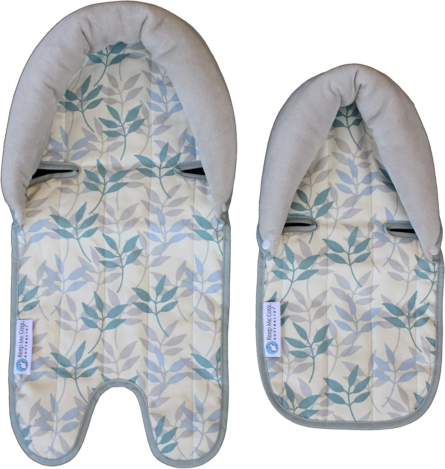 Keep Me Cosy&trade; Baby Head Support for Pram, Capsule & Car Seat (Twin Pack) - Pastel Leaf