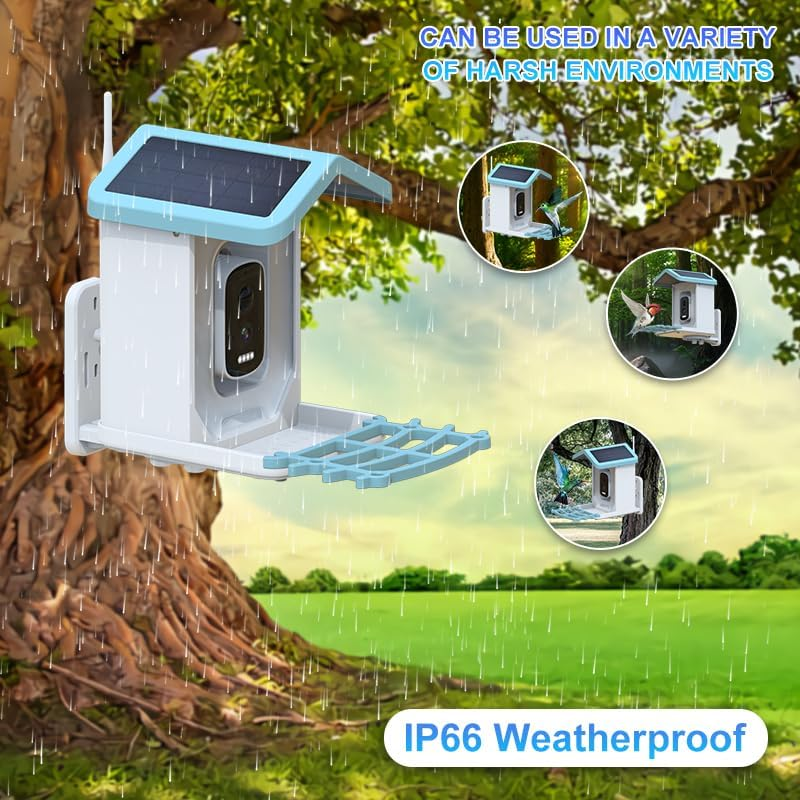 Smart Bird Feeder with 4MP High-Definition Camera Night Vision IP65 Waterproof Wifi Automatic Bird Feeder with Solar Powered Outdoor Bird Feeder image number 3