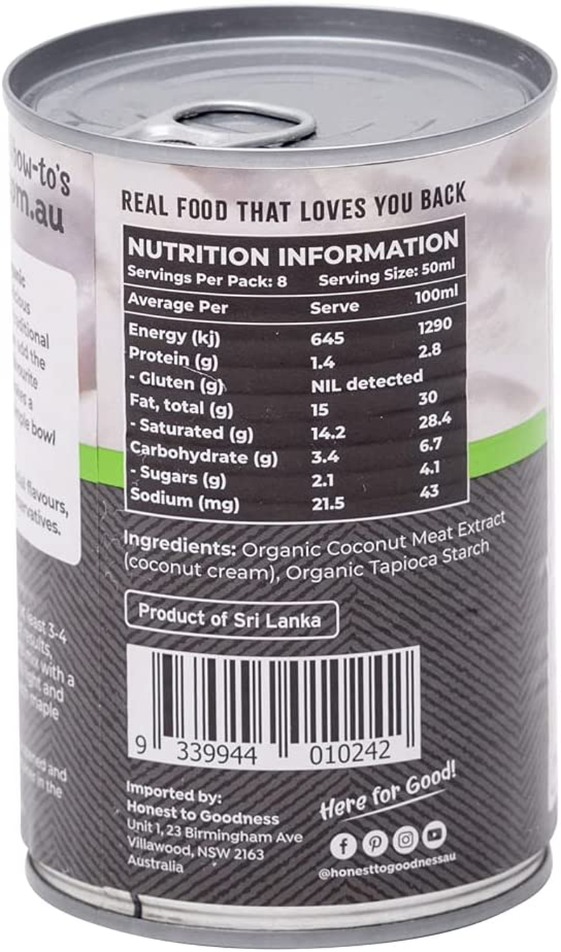 Honest to Goodness, Organic Coconut Whipping Cream, 400 Ml - a Delicious Dairy-Free Alternative. Made with Care, Free from Gmos, Artificial Sweeteners, and Preservatives. image number 2