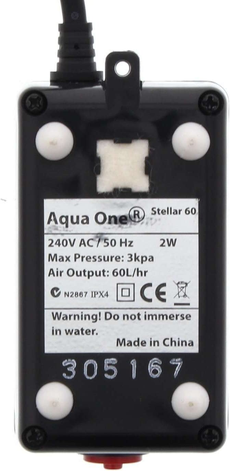 Stellar 60 Air Pump 60 L/Hr 2W Fish Tank Aquarium Aqua One 94132 image number 1