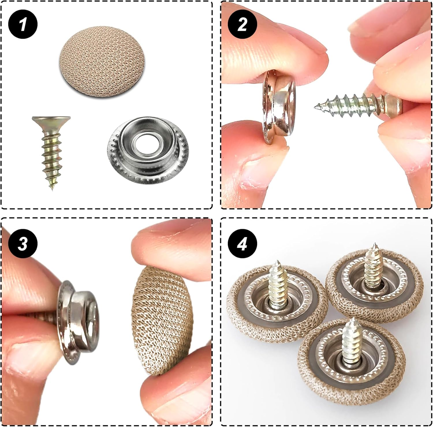 60 Pairs Car Roof Repair Screws Button for Car Roof Repair Tool Repair Rivets Car Roof Car Upholstery Thumbtacks for Canopy (Beige-A) image number 4