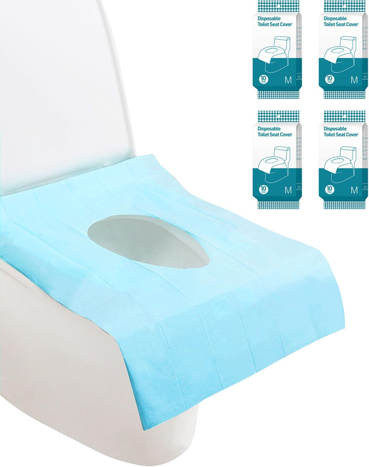 40 Pack Disposable Toilet Seat Covers XL - 16X24 Inch Quick-Stick Adhesive, Tear-Free Portable for Travel/Hospital/Outdoors image number 4