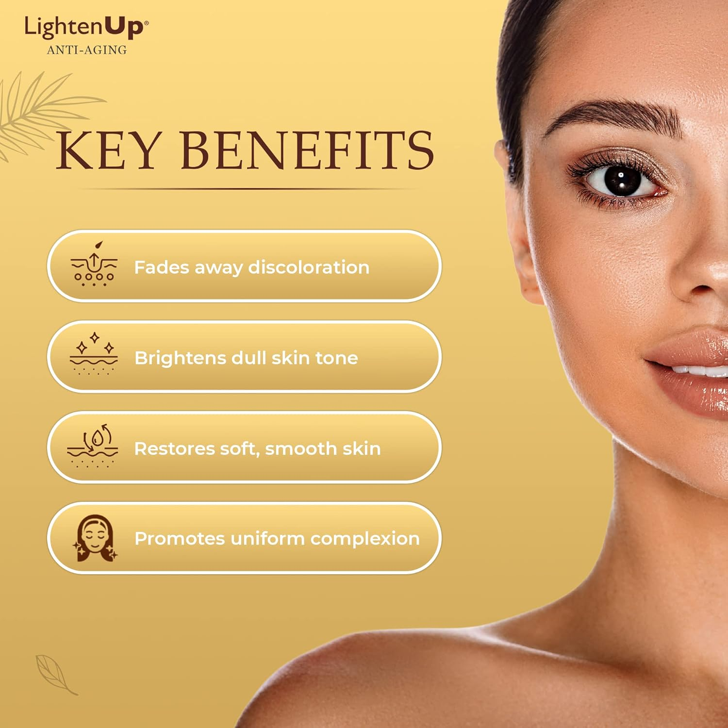 Lightenup Anti-Aging, Skin Brightening Cream - 4.4 Fl Oz / 100 Ml - with Argan Oil and Shea Butter image number 2