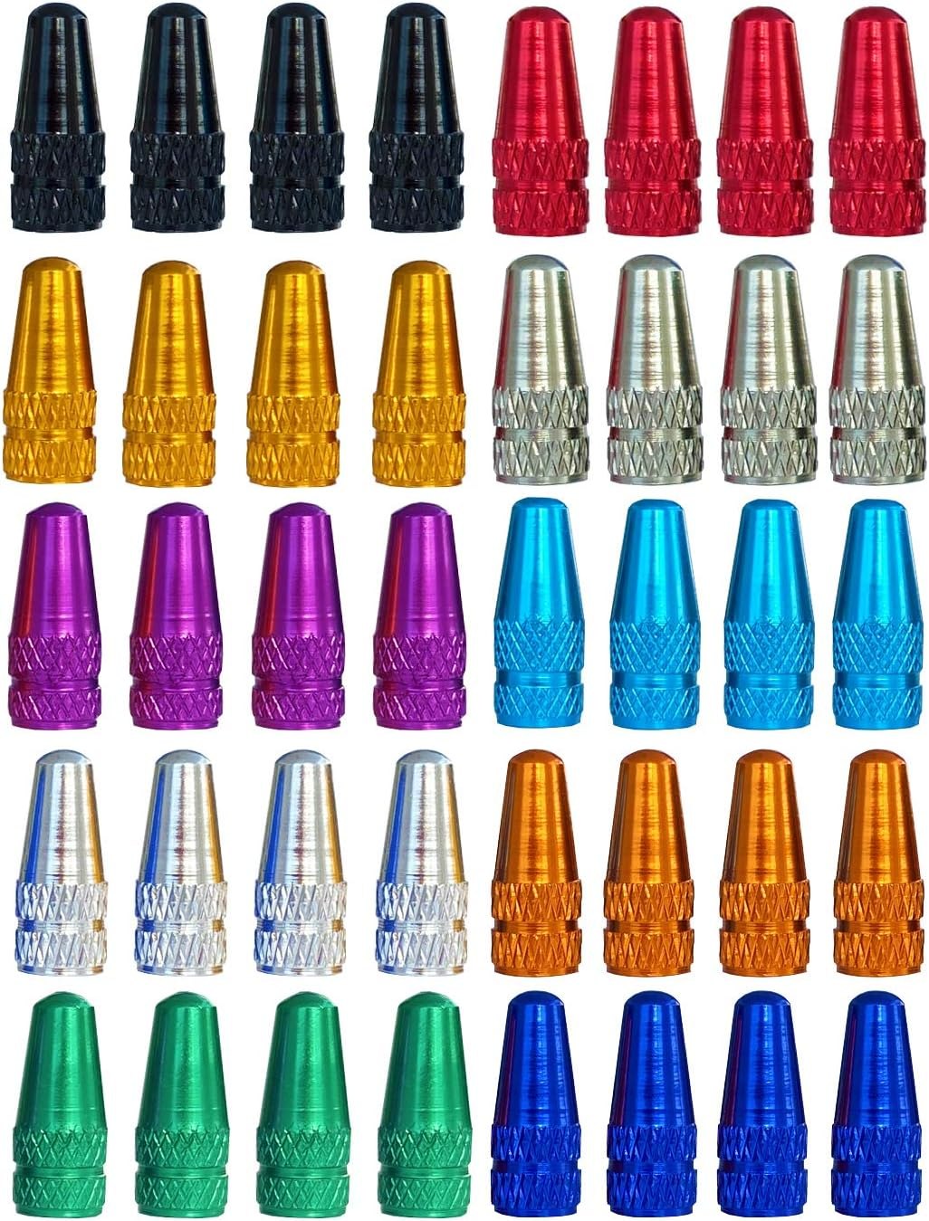 Winorda 40 Pieces 10 Colors Bike Tire Valve Stem Caps Aluminum French Bicycle Air Tire Caps Bike Valve Caps Presta Valve Caps Alloy image number 2