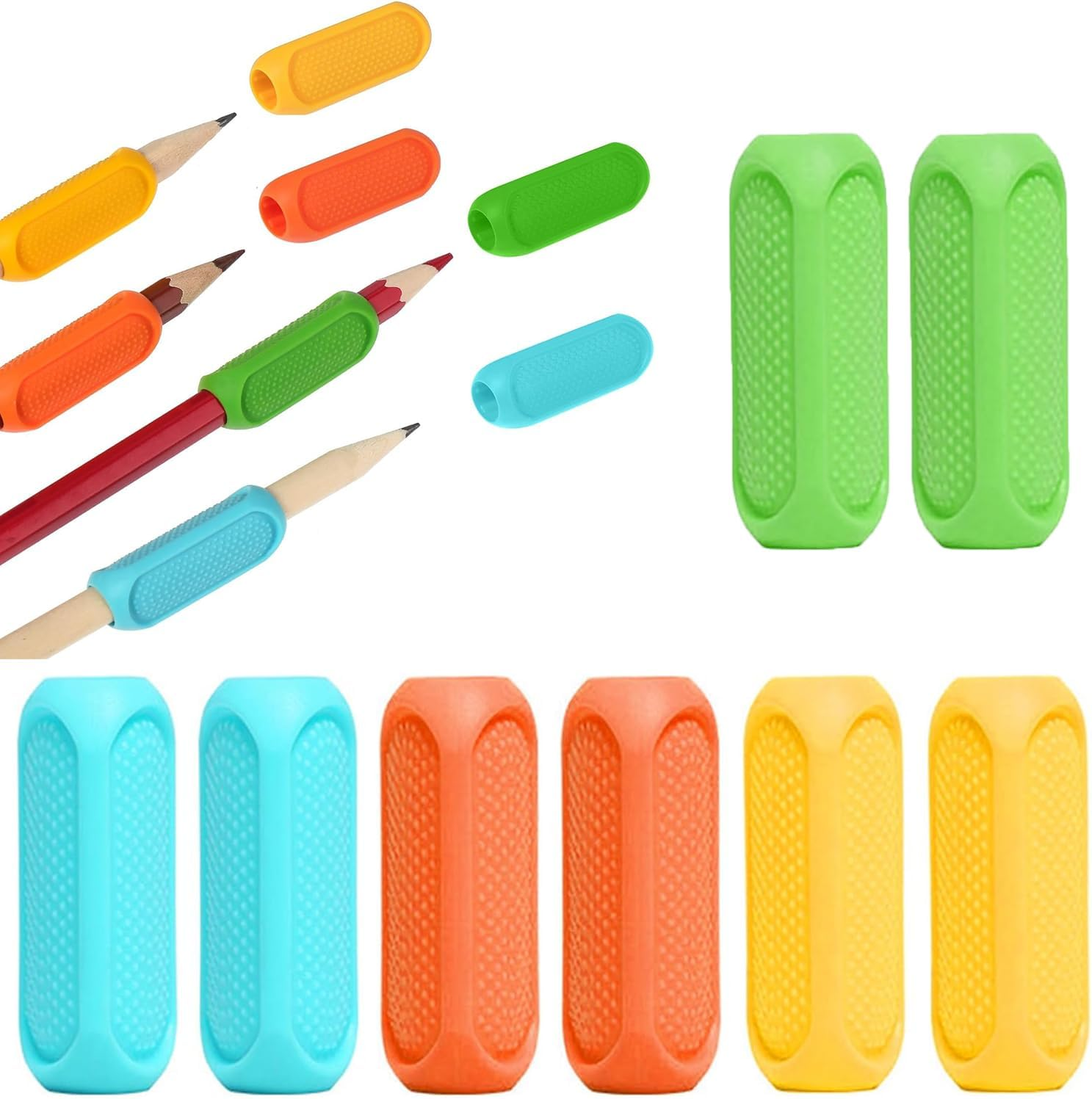 Pencil Grips, 8Pcs Pencil Grips for Kids Handwriting, Ergonomic Pen Grips, Aid Finger Grip Holder Posture Correction for Children Adults Righties and Lefties