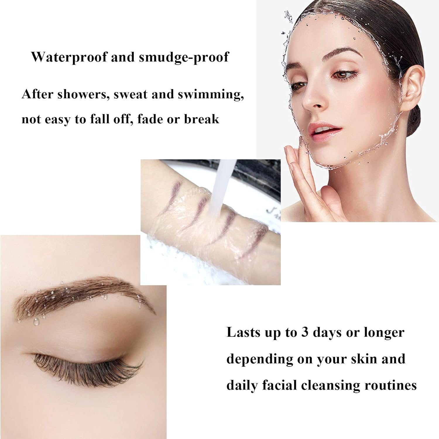 22 Pairs 4D Eyebrows Tattoo, Hair-Like Authentic Eyebrows, Eyebrows Tattoo Peel Off, Long Lasting Waterproof Natural False Eyebrows Makeup Sticker for Eyebrow Grooming Shaping (Brown) - Black image number 3