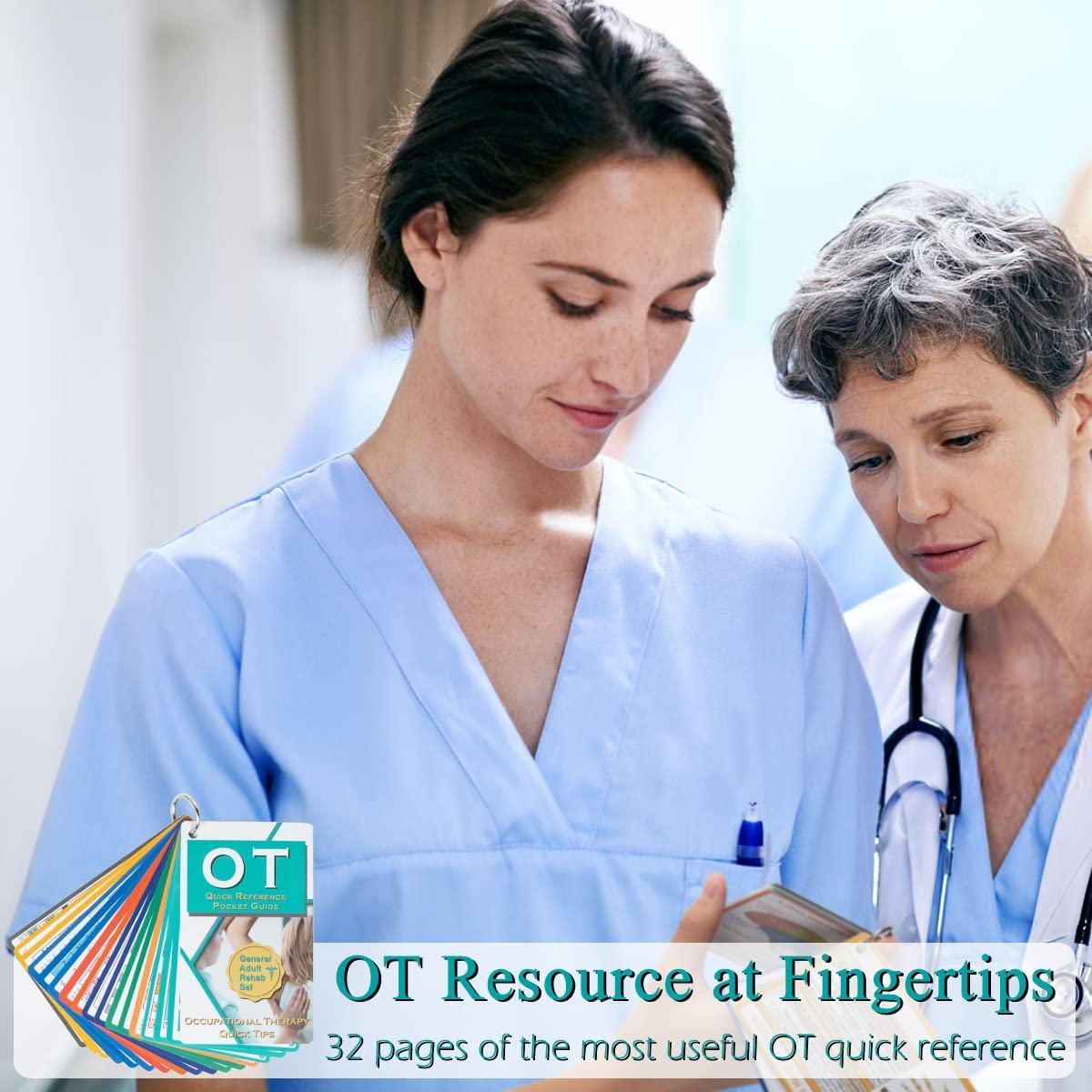 Uniarea Occupational Therapy Reference Pocket Guide - Must Have OT Resource, 32 Pages OT Quick Tips for OT Student Occupational Therapist Gifts, 17 Cards Pocket Sized 3"&times;5" - General Adult Rehab Set image number 2