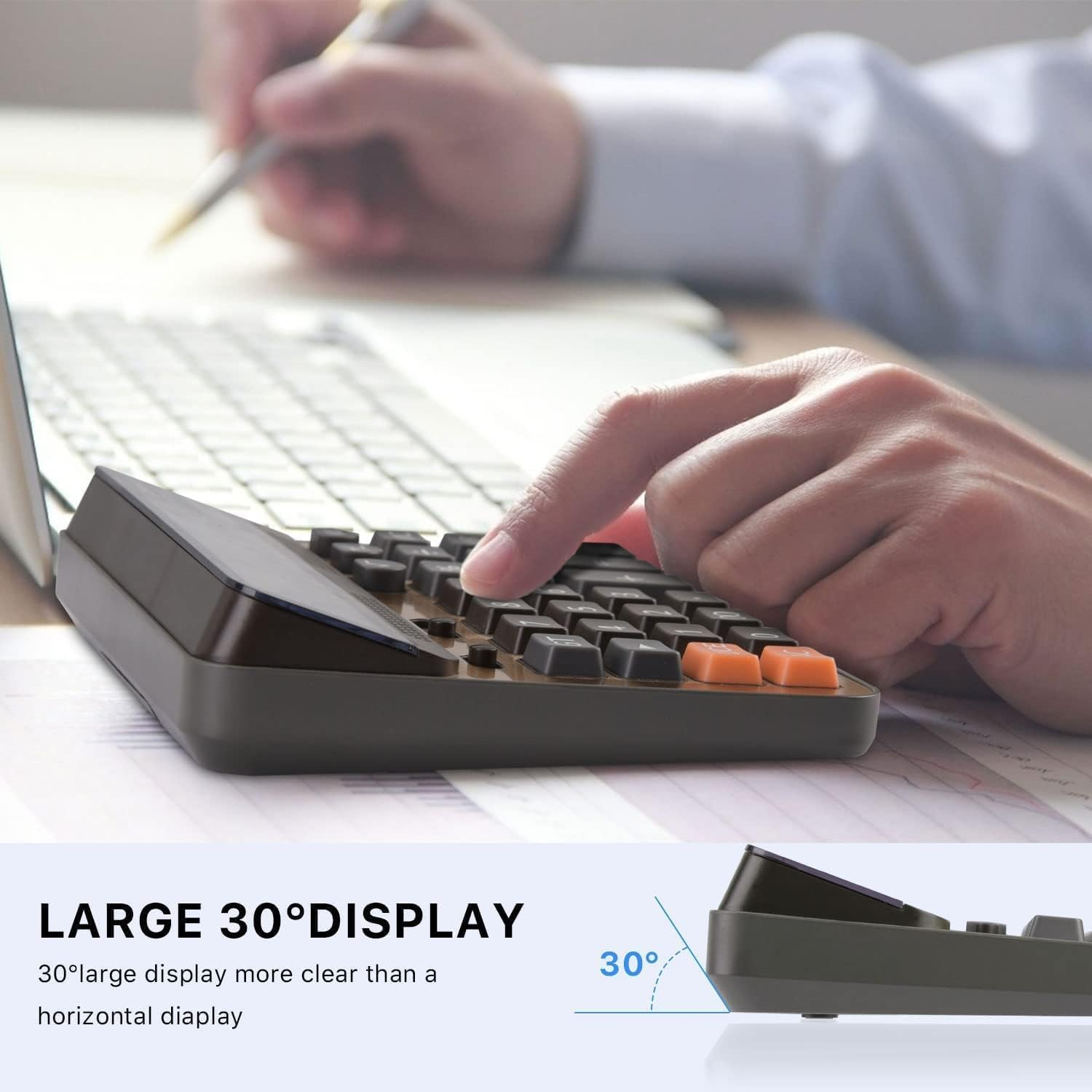 Desktop Calculator Solar Battery Dual Power with 12-Digit Large LCD Display and Large Computer Keys Standard Function Calculator for Home Office School