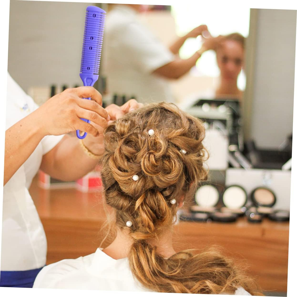 Hair Cutter Comb Double Side Haircut Scissors Stainless Steel for Both Long and Short Hair Self-Cut Thinning Scissors image number 5