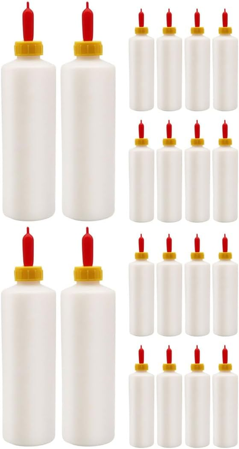 AIMALL 400Ml Animal Feeding Bottles with Soft Red Pacifiers, 20PCS Squeeze Plastic Milk Bottles for Lambs Calves Piglets Goats, 9.25In X 2.36In Easy Grip Feeder image number 1