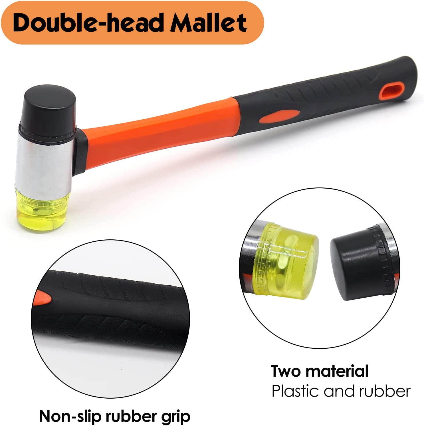 Laminate Wood Flooring Installation Kit Worthplanet 43Pcs Wood Flooring Installation Kit with 40 Spacers, Solid Tapping Block, Pull Bar and Double Headed Mallet for Floor Installation W370003 image number 1