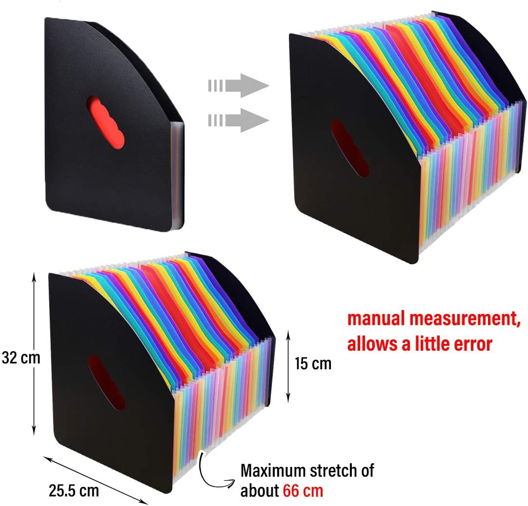 SAYEEC Clearance 24 Pockets Accordion File Organizer Upright Desktop Expandable Magazine Holder A4 Document File Holder Letter Size Stand Organizer Black Cover image number 5