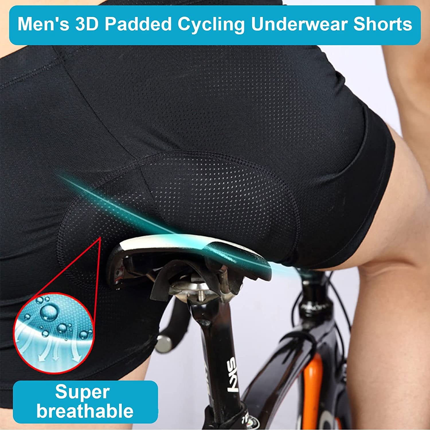 Men'S Padded Bike Cycling Shorts 3D Padding Bicycle Undershorts MTB Liner Biking Underpants image number 3