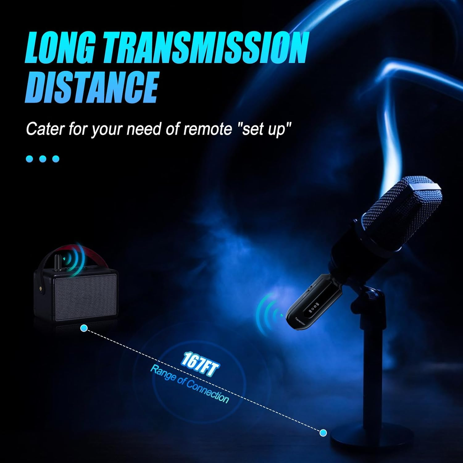 2.4G XLR Wireless Microphone Transmitter Receiver, Wireless Mic Audio System Support 48V Phantom Power USB Charging Microphone Adapter for Public Speaking Singing image number 1