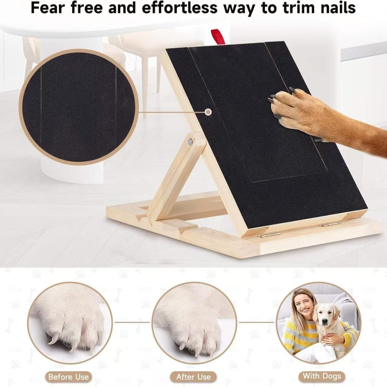 Upgraded Version Dog Nail Scratch Board with Treat Box & Adjustable Stand - Comes with Dog Nail File & Clipper - 40X30X5 Cm Portable Nail File Board for Small/Large Dogs Dog Nail Scratch Board image number 5
