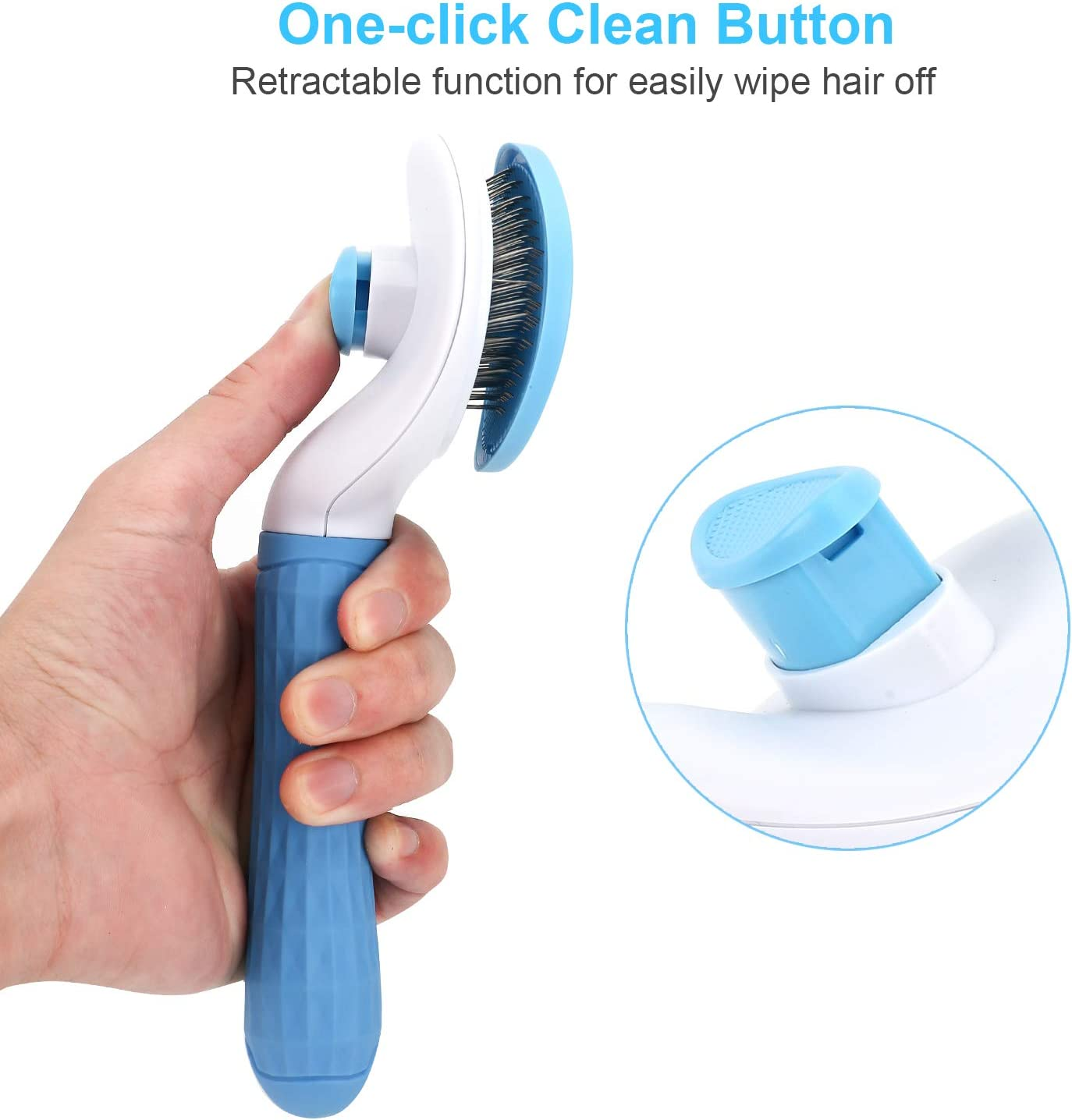 Petverse Represents Depets Self Cleaning Slicker Brush, Dog Cat Bunny Pet Grooming Shedding Brush, Pet Massaging Tool Suitable for Pets image number 2