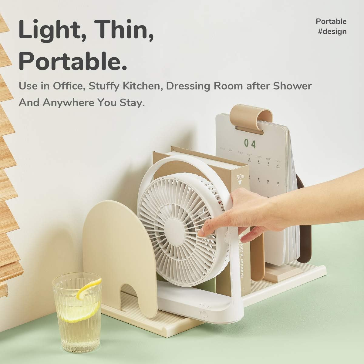 JISULIFE Desk Fan, Small Personal USB Desktop Fan with 4 Speeds, Quiet Operation Mini Portable Table Cooling Fan with Unique Design for Home Desktop Office Table Bedroom, Strong Wind, 330&deg;Rotate-White image number 2