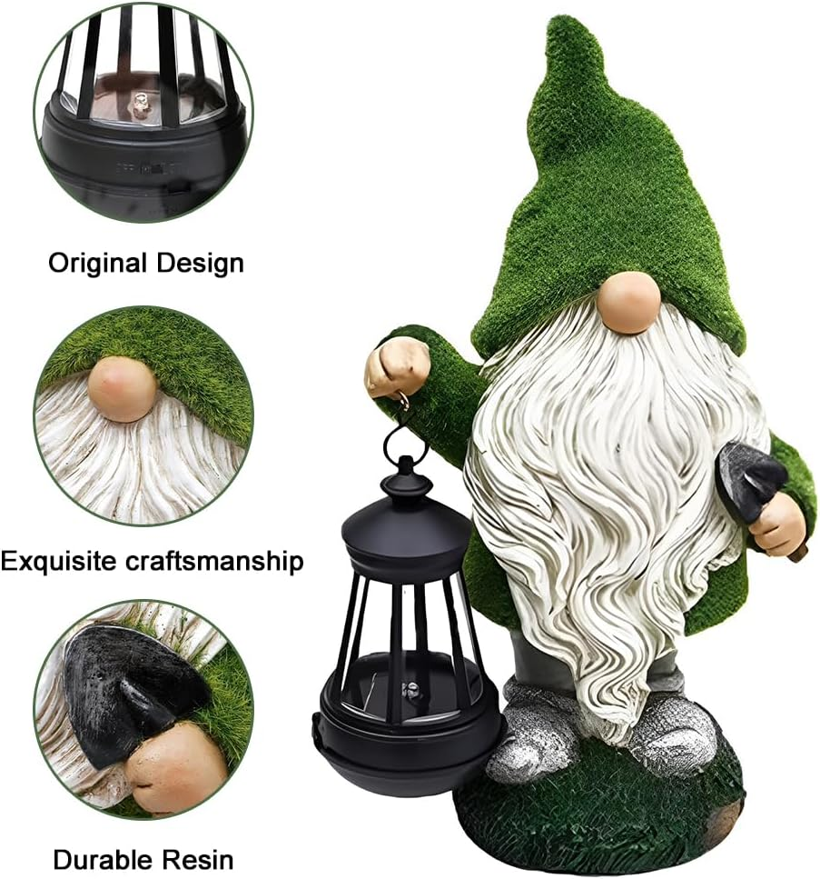 TOMVAES Solar Garden Statue, Creative Gnome Garden Statue Outdoor Lawn Decoration, Ornament Housewarming Garden for Patio Balcony Yard image number 6
