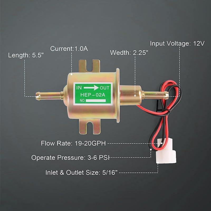 New Universal 12V Electric Fuel Pump Inline Diesel Petrol Low Pressure - Low Pressure Inline Diesel Petrol Pump, Efficient 70 L/H Flow, Ideal for Ars & Machinery, Model HEP-02A image number 3