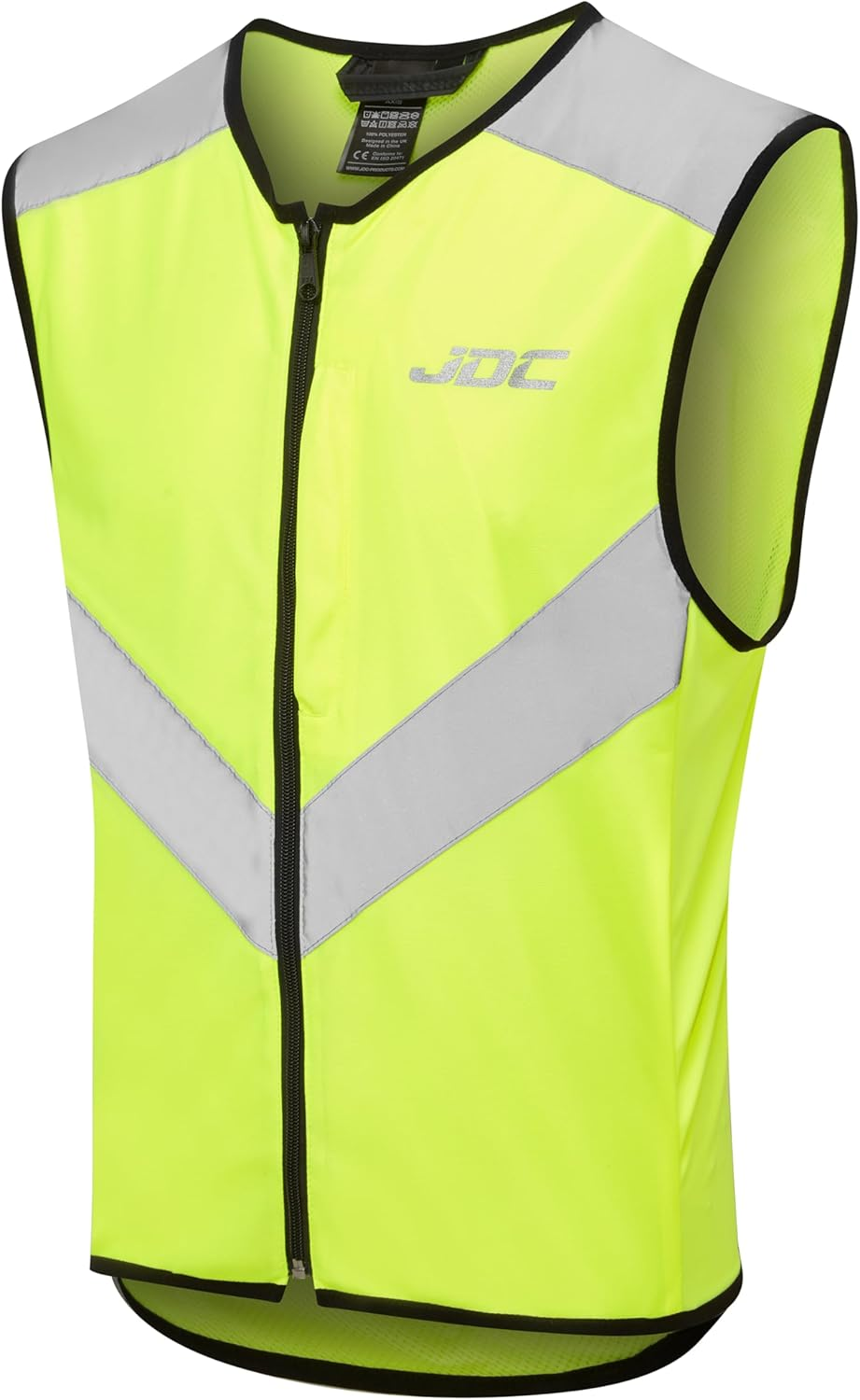 JDC Motorcycle Hi Vis Vest High Visibility Zipped Safety Reflective Yellow - Axis - L image number 1