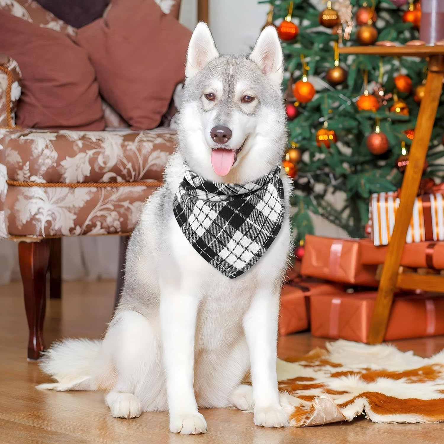 Dog Bandana 9 Pack-Dog Bandanas Boy, Girl, Premium Durable Soft Lightweight Fabric, Adjustable Plaid，Dog Bandanas Scarf for Puppy Small Medium Large Dogs (L-27.5X18.9X18.9 Inch) image number 5