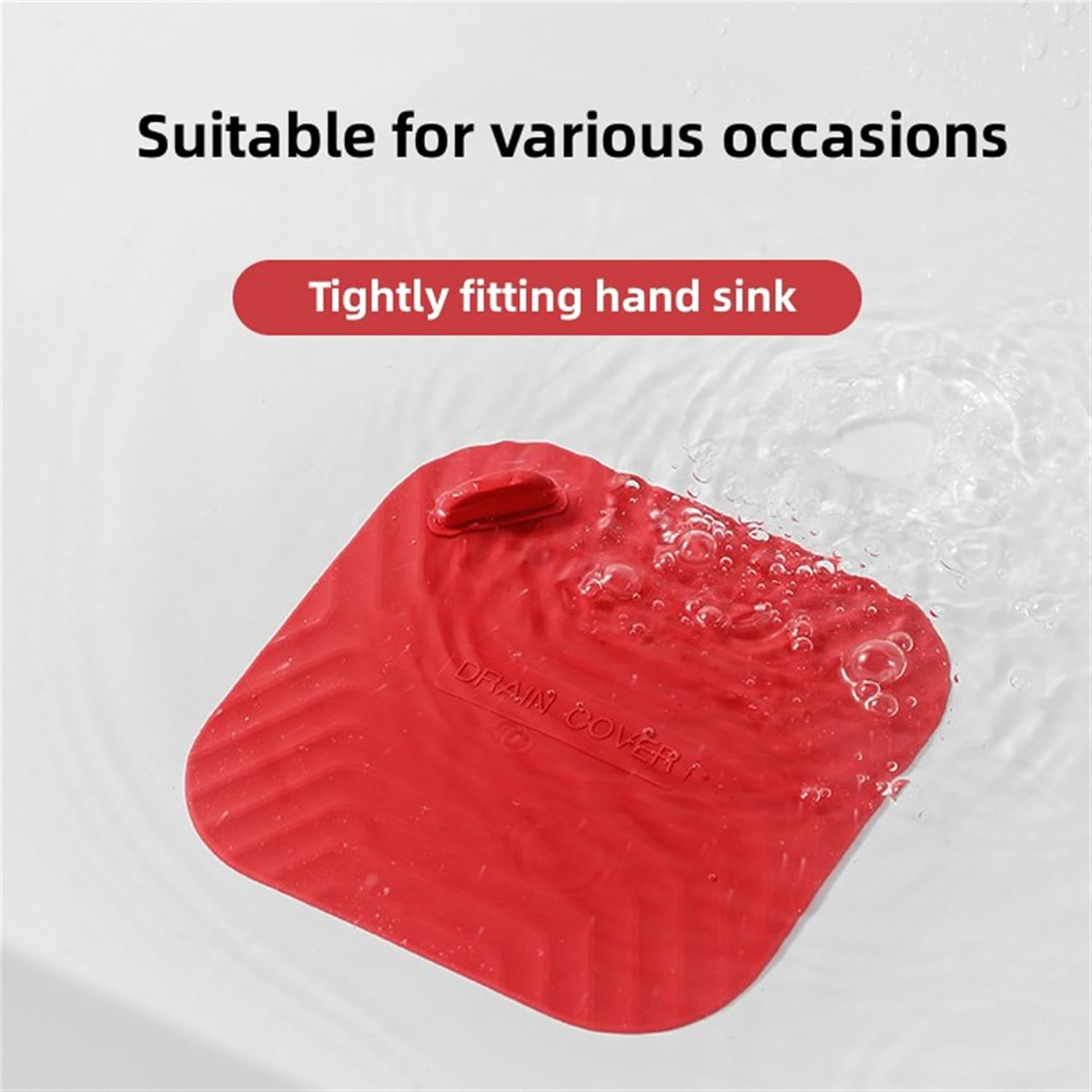 MAOYONG Shower Drain Cover Tub Stopper - Square Silicone Floor Drain Cover for Bathroom, Bathtub Stopper Drain Plug Cover, Kitchen Sink Drain Stopper 5.9 Inch Red 1PCS image number 4