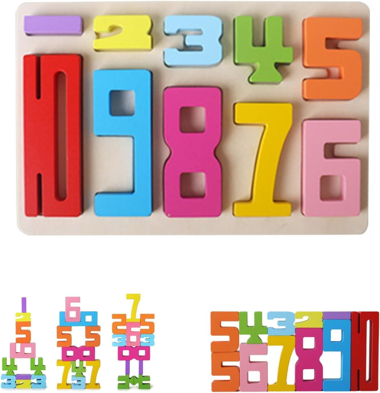 Montessori-Inspired Wooden Number Building Blocks-Wooden Number Blocks for 3+ Years Old Kids,Balance Competition Toy &ndash; Unlock Your Child&rsquo;S Potential (Boxed Version) image number 4