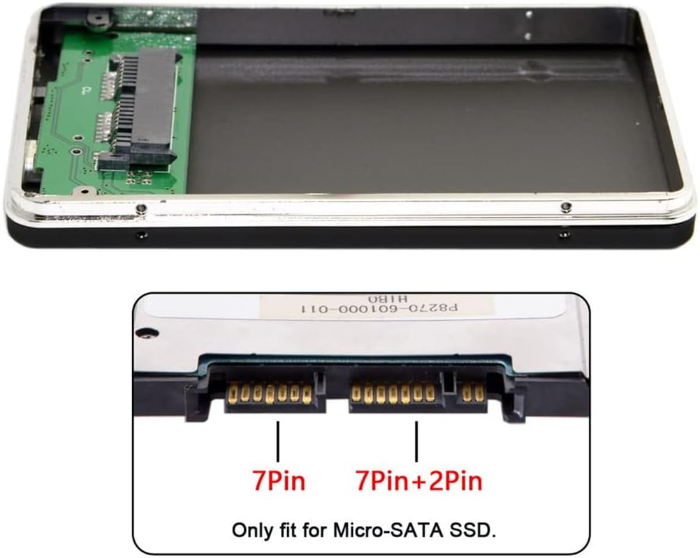 NFHK USB2.0 480Mbps to 1.8 Inch Micro SATA 16Pin 7+9 SSD HDD External Hard Disk Enclosure - Black Usb2.0 Port image number 3