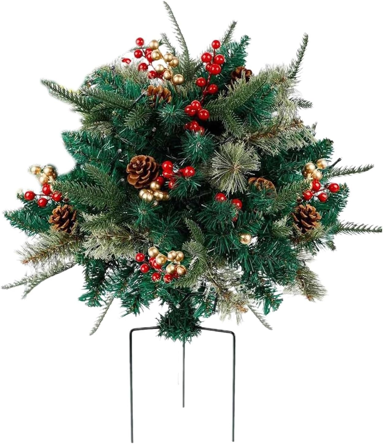Holiday Planter Filler, Artificial Pine Trees for Christmas with Tripod Stake, Realistic Small Christmas Tree Urn Filler for Porch, Driveway, and Yard Decorations, Pine Trees Holiday Planter Filler image number 6