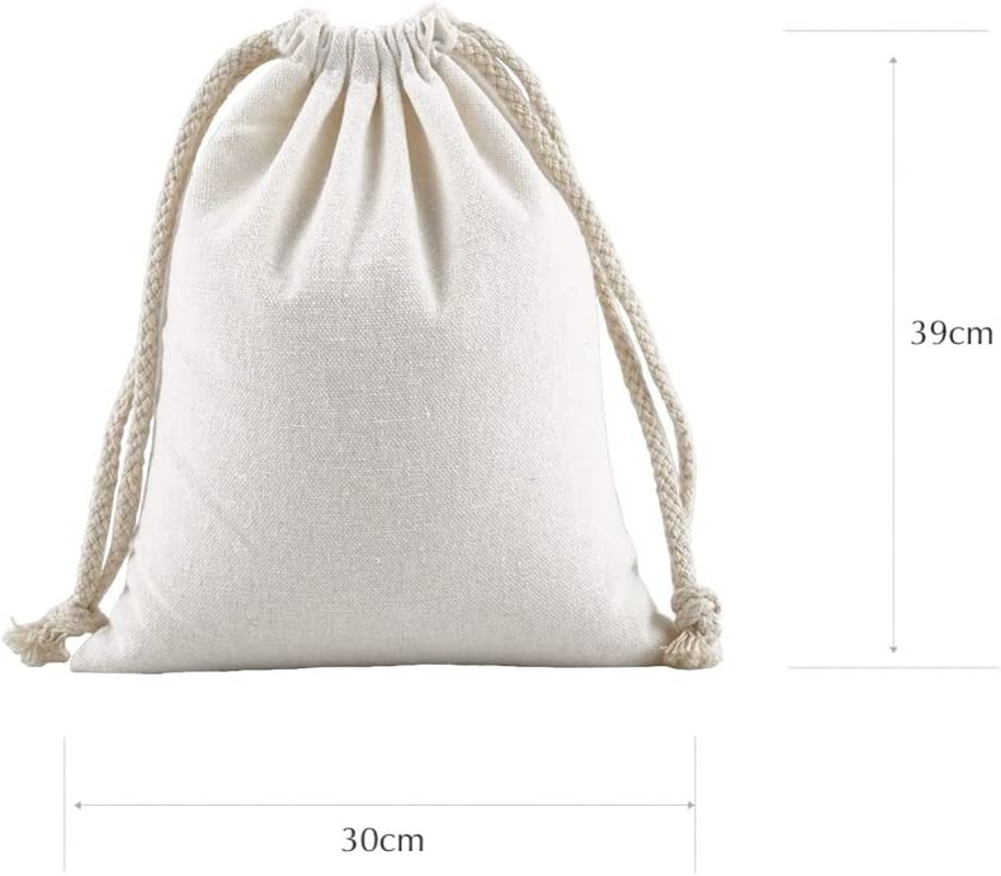Large Natural Linen Drawstring Bags 2 Packs Reusable Mesh Accessory Storage Washable Eco-Friendly Shopping Bag 30X39Cm&hellip;