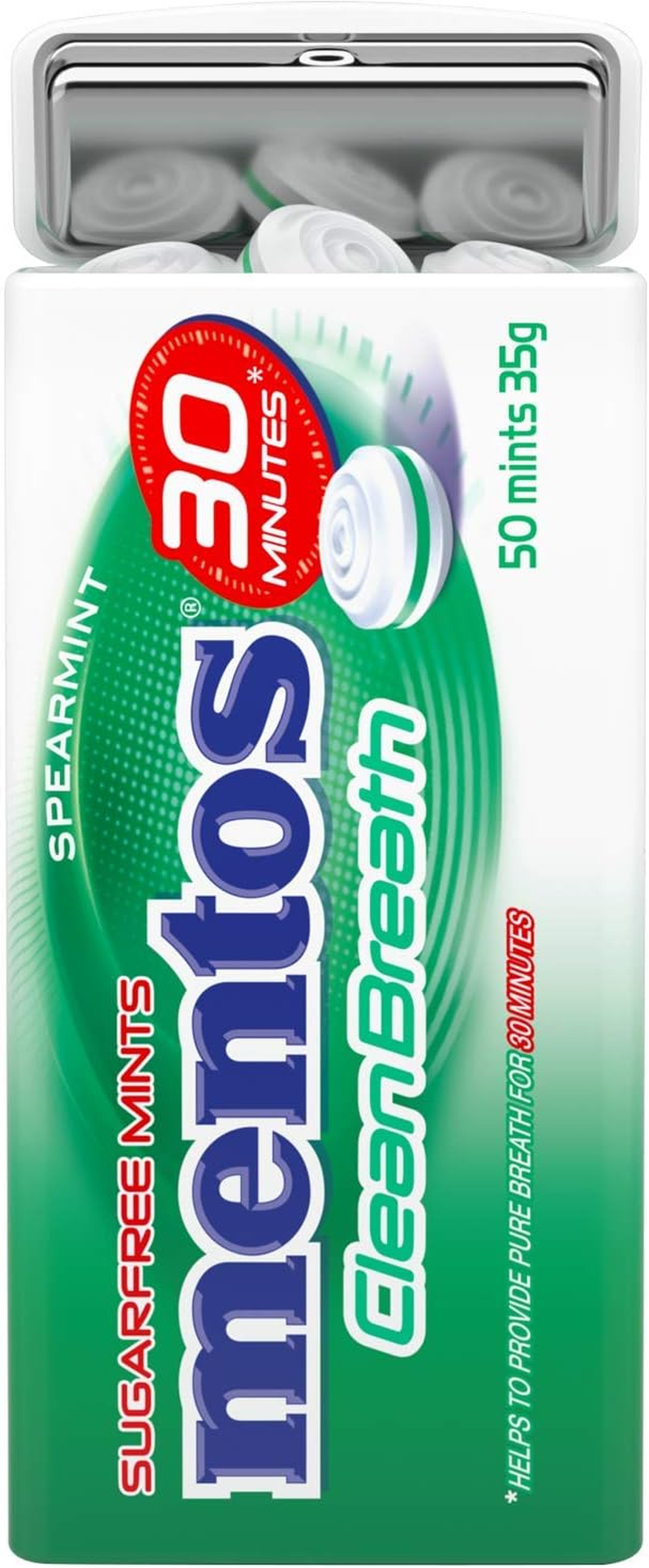 Mentos Clean Breath Mints,12 Tins, 12 X 35 Grams, Spearmint image number 2