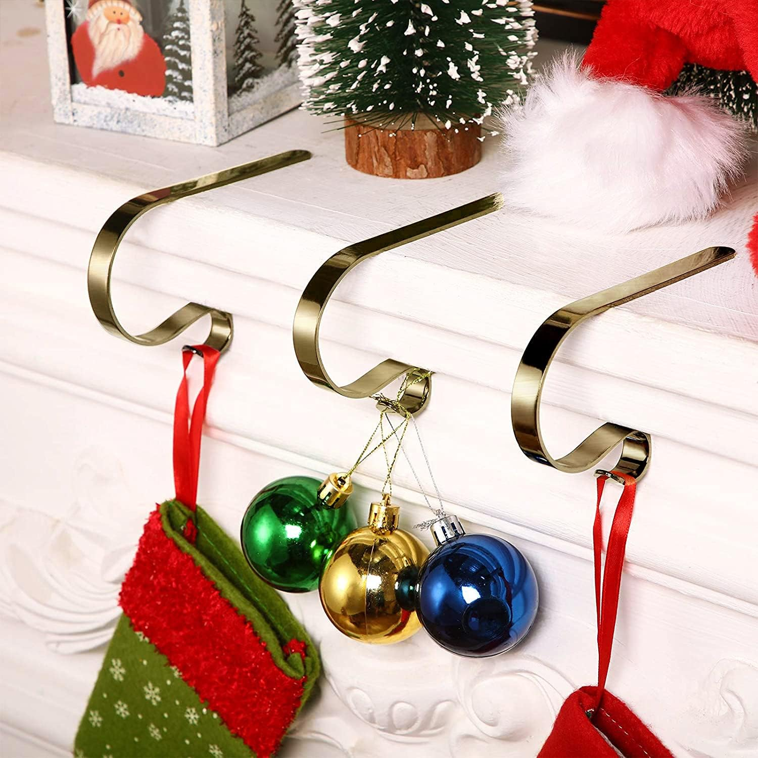 Stocking Holders for Mantle Set of 4 Christmas Stocking Hangers for Mantel Decor Hooks for Fireplace Mantle Freestanding