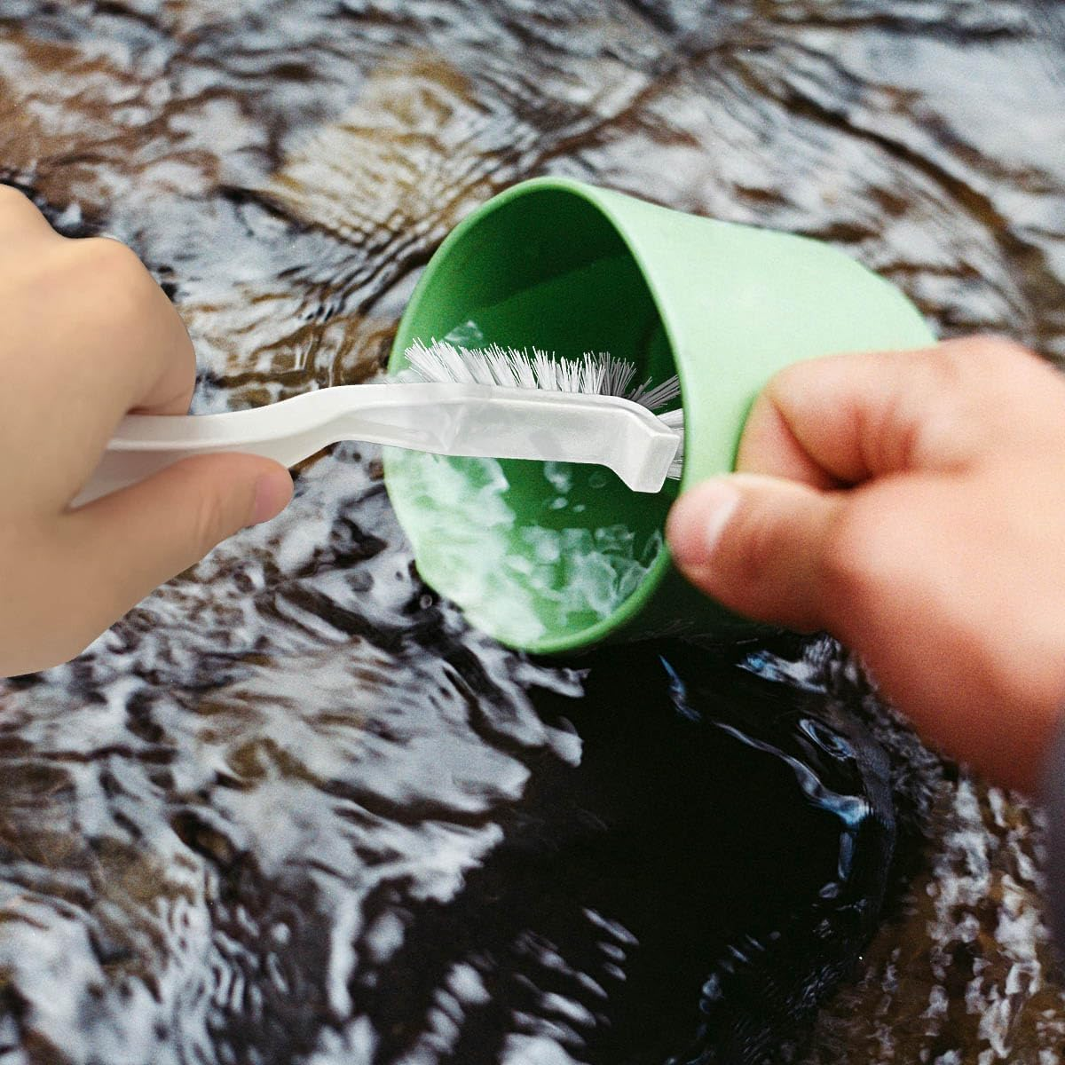 2Pcs 2 in 1 Groove Crevice Cleaning Brush Window Track Cleaning Tools,Multifunction Grout Cleaner Tool Crevice Cleaning Brush with Hidden Scraper for Sliding Door Track,Window Sill,Window Seal image number 1