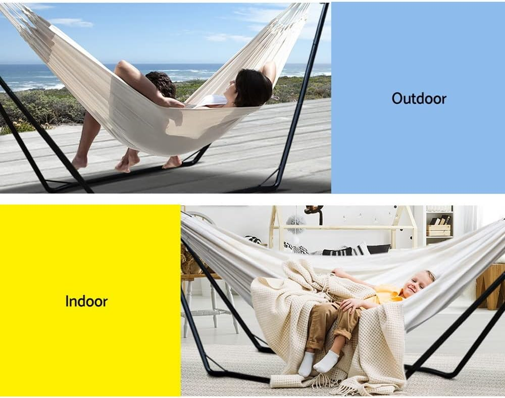 Gardeon Hammock, Single Bed Portable Camping Swing Hanging Chairs Hammocks Patio Backyard Porch Outdoor Indoor Furniture, 150Kg Capacity Handcrafted Tassels White image number 2