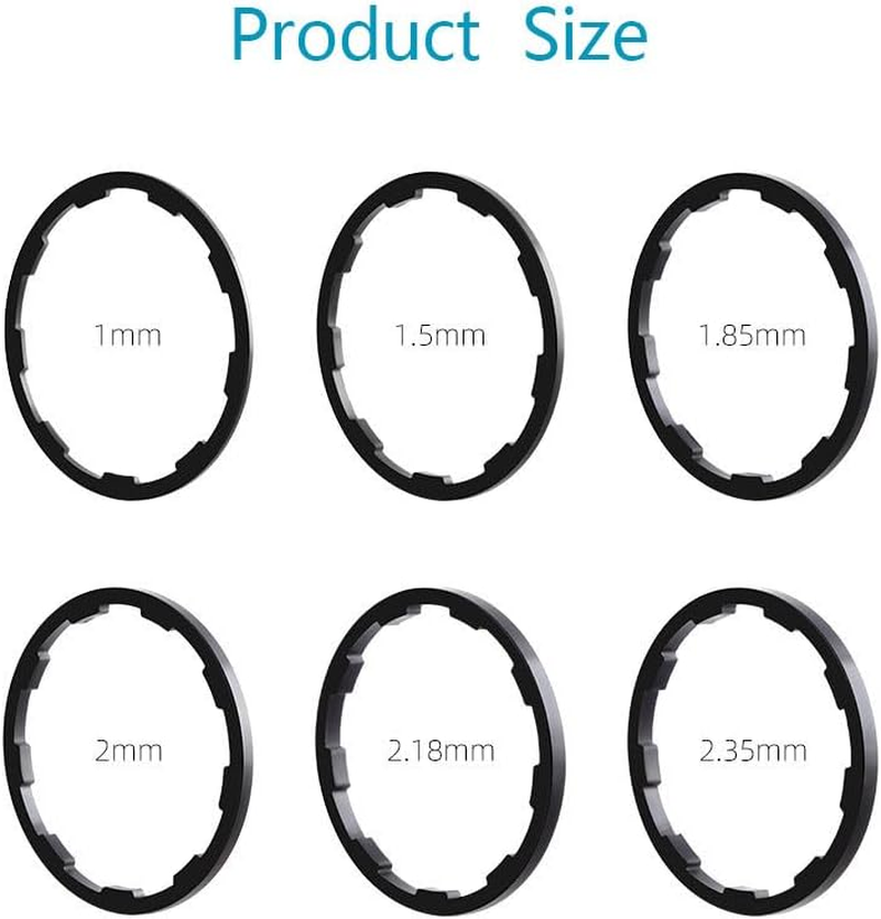 6Pcs Cassette Spacer Bicycle Flywheel Washer Spacer Bicycle Bottom Bracket Axle Washer 1Mm/1.5Mm/1.85Mm/2Mm/2.18Mm/2.35Mm Bike Cycling Flywheel Axle for MTB Road Mountain Bike image number 1