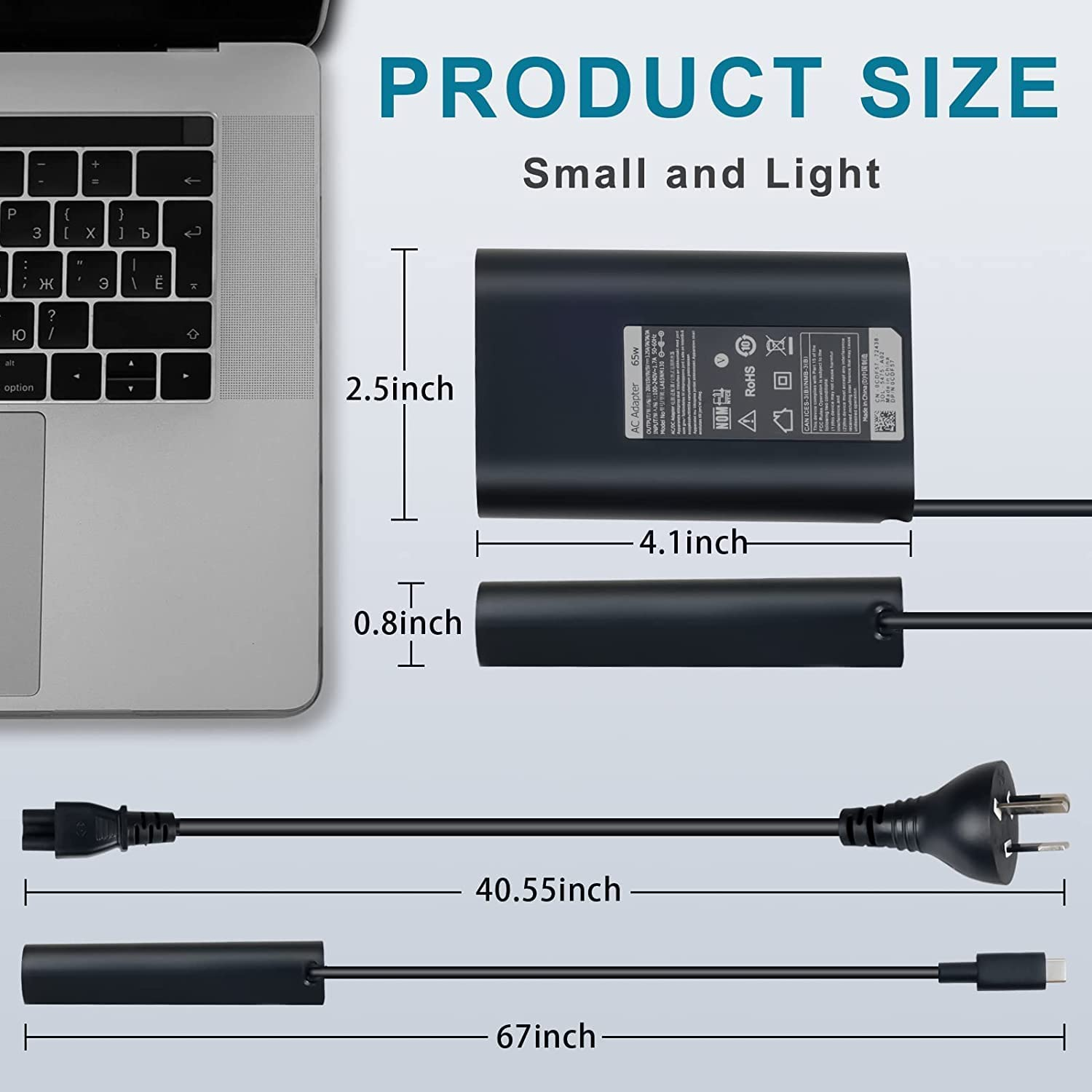 65W USB C Charger for DELL Xps 13 15 12 9365 9350 9360 DELL Latitude 5420 5290 7490 5520 5285 5179 5480 5400 5310 5320 5175 5289 7420 7410 7370 7275 7280 7212 Laptop Adapter image number 3