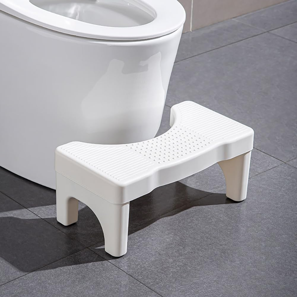 Toilet Stool Squat Adult, Poop Stool for Bathroom Adults, Toilet Foot Stool for Pooping, Toilet Step Stool for Kids, Non-Slip Surface, Sturdy Plastic-White image number 1