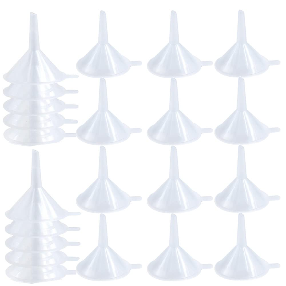 20Pcs Clear Mini Funnels, PVC Travel Small Funnels for Filing Small Samples Perfumes, Essential Oil, Emulsion, Spices, Glitter Powder, Sand Art & DIY Craft image number 2