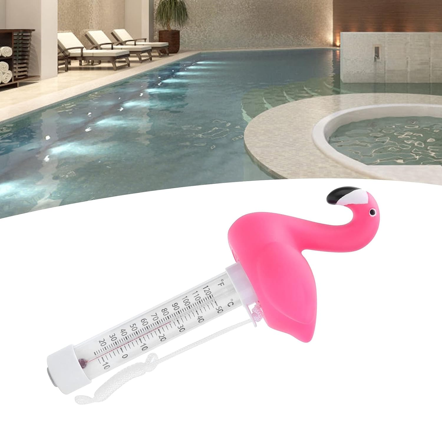 Jiawu High Accuracy Floating Pool Thermometer, Large Size Thermometers Easy to Read, Display Fahrenheit and Celsius, Shatter Resistant with String for Outdoor and Indoor Swimming Pool, Animal Shaped image number 6