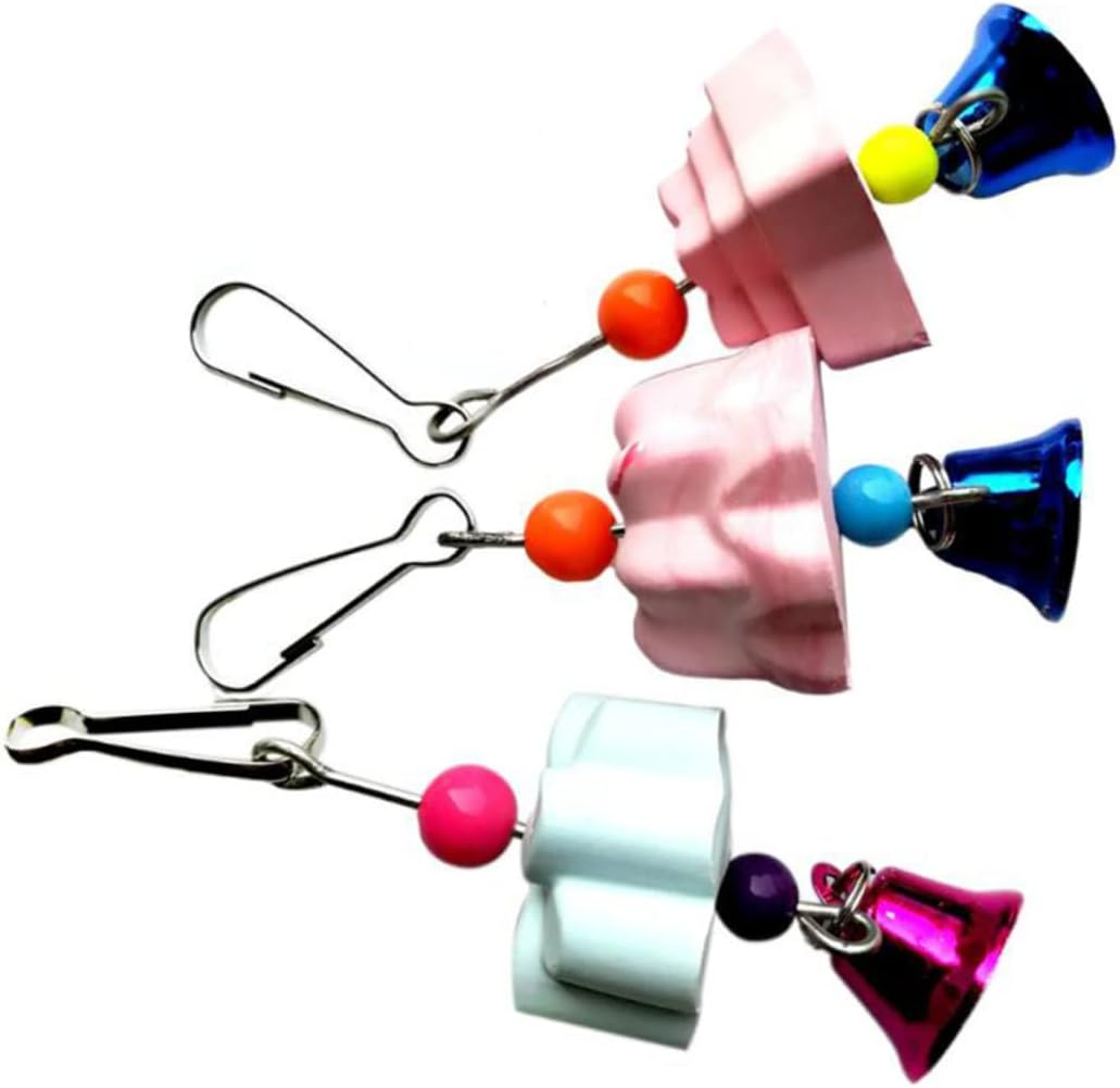 10Pcs Parrot Chewing Stone Bird Toy Cage Hanging Bell Calcium Molars Pendant Biting Cage Chewing Toys for Parrots and Parakeets, Random Color Mix image number 6