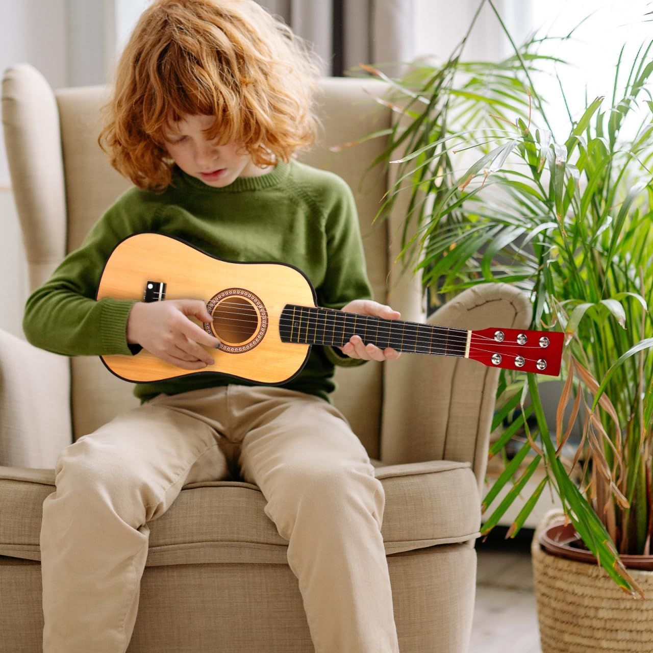 Mini Acoustic Guitar 23 Inch 6 String Toddler Kids Guitar for Beginners Wood Material Music Instrument Kids Children image number 1