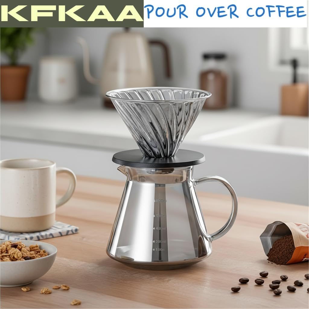 Pour over Coffee Maker 20Oz/600Ml Drip Coffee Machine for Home Cafe Office - Transparent image number 5