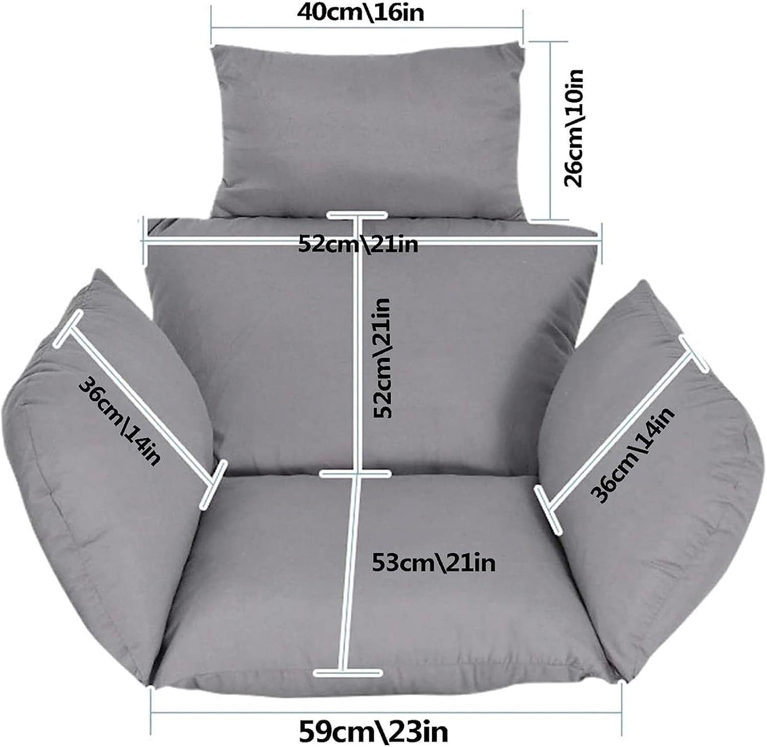 Cushion Egg Swing Cushion, Fluffy Outdoor Hanging Chair Cushion, Waterproof Replacement Cover for Hanging Chair Cushion, Hanging Chair Cushion with Headrest and Armrests, Orange image number 2