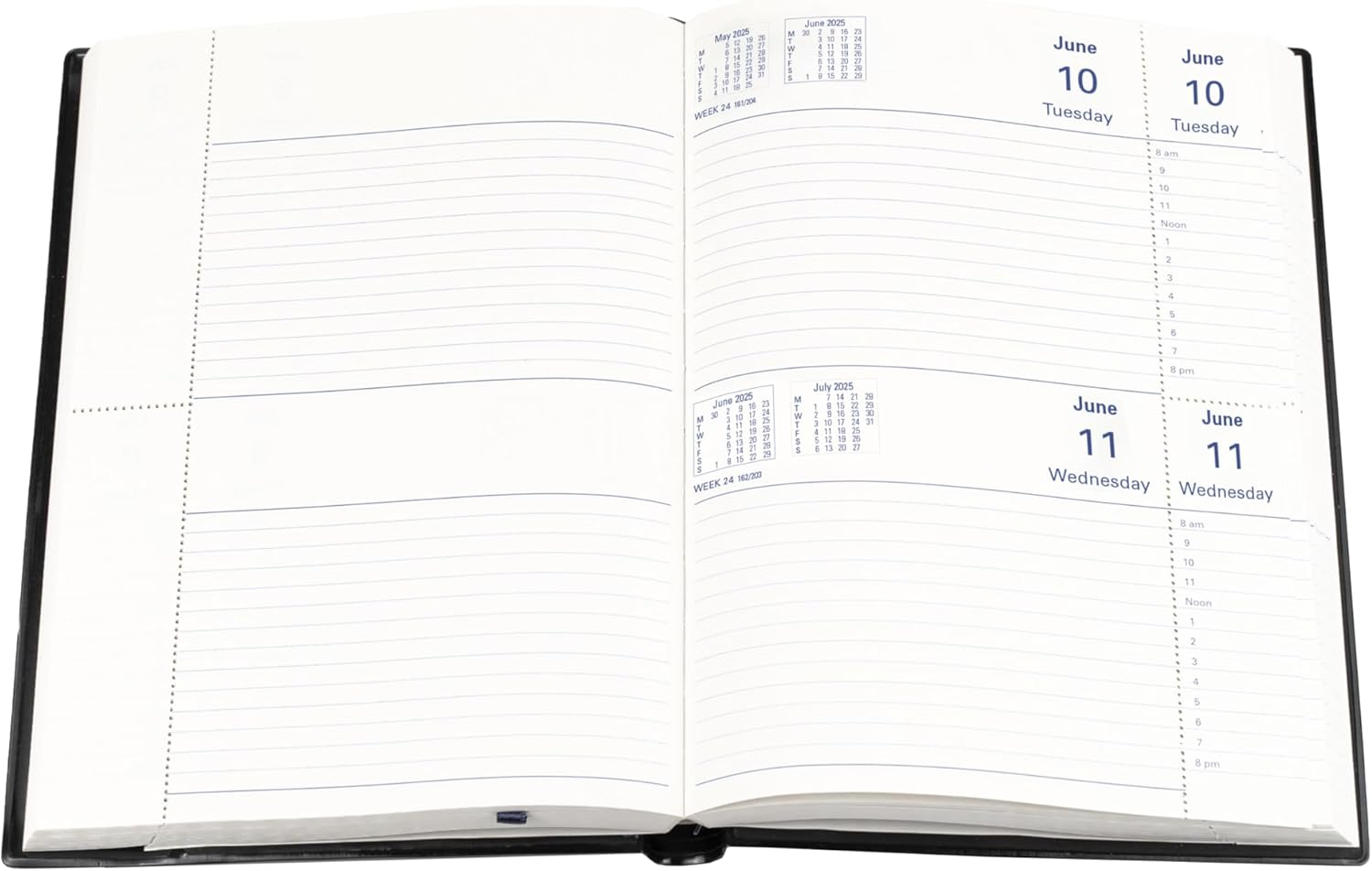 Collins Belmont Desk - A5 2 Days to a Page Wiro Calendar Year Diary/Planner - 2025 Black image number 3