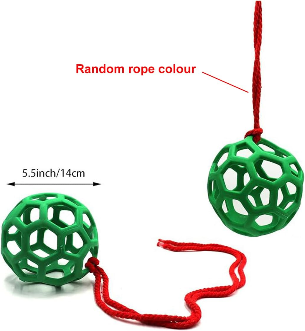 AIMALL Horse Treat Ball, Stable Hanging Hay Feeder, Polo Hay Feeding Ball Toy, 5.5 Inch Diameter, Red, Blue, Green image number 5