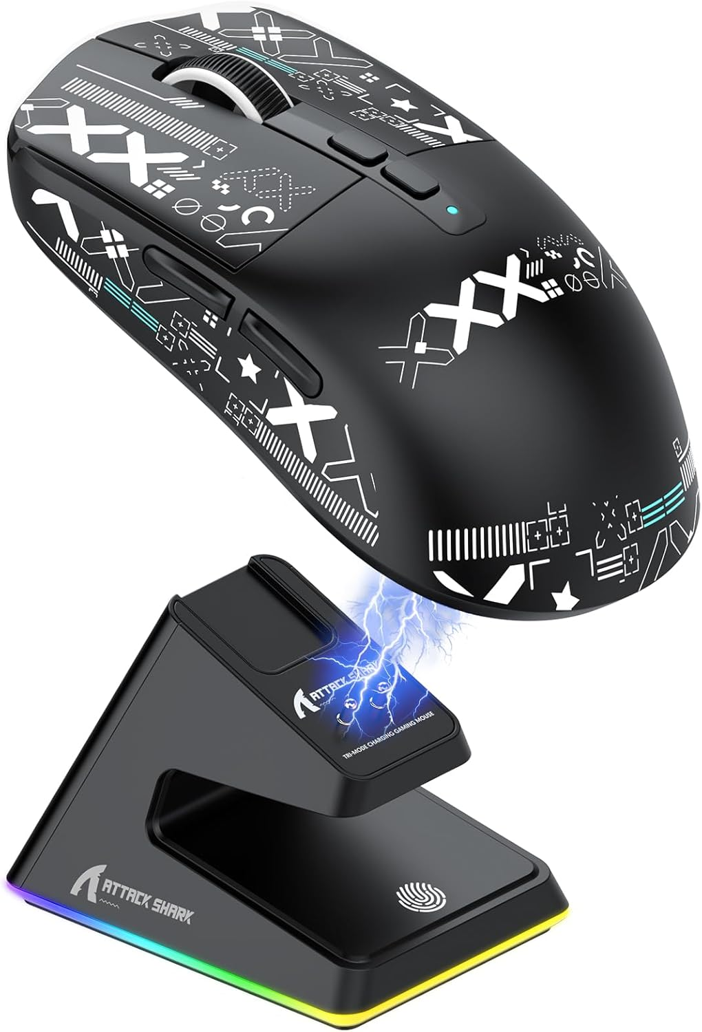 ATTACK SHARK X6 49G Superlight Mouse with Magnetic Charging Dock, Pixart PAW3395 Gaming Sensor, BT/2.4G Wireless/Wired Gaming Mouse, 26000 DPI, X3 Upgraded Office Mice for Win11/Xbox/Ps/Mac (Red)