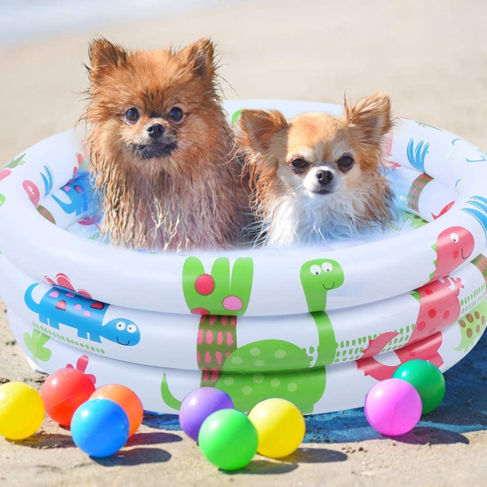 Akozon round Inflatable Baby, Swimming Pool Portable Small Number Dies Toddlers Kiddie Pools Stamps and Children Little Pump Cartoon Dinosaur Indoor Outdoor for Kids Girl Boy image number 4