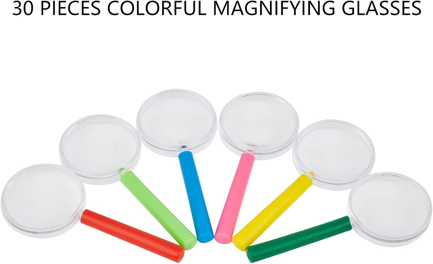 Magnifying Glass Kids 30 Pieces Plastic Magnifier Colorful Mini Hand Lens for Science Class, Outdoor Observation, Fun Toys, Detective Party Favors (6 Colors) image number 5
