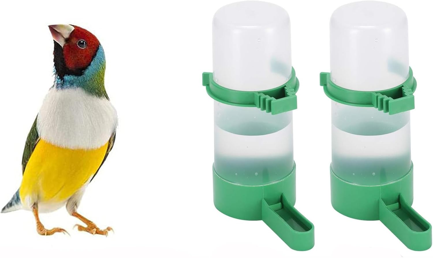 2PCS Bird Water Feeder,Automatic Bird Water Bottle,Container Food Dispenser Hanging in Birds Cage for Parrots Budgie, Cockatiel, Lovebirds (90Ml)