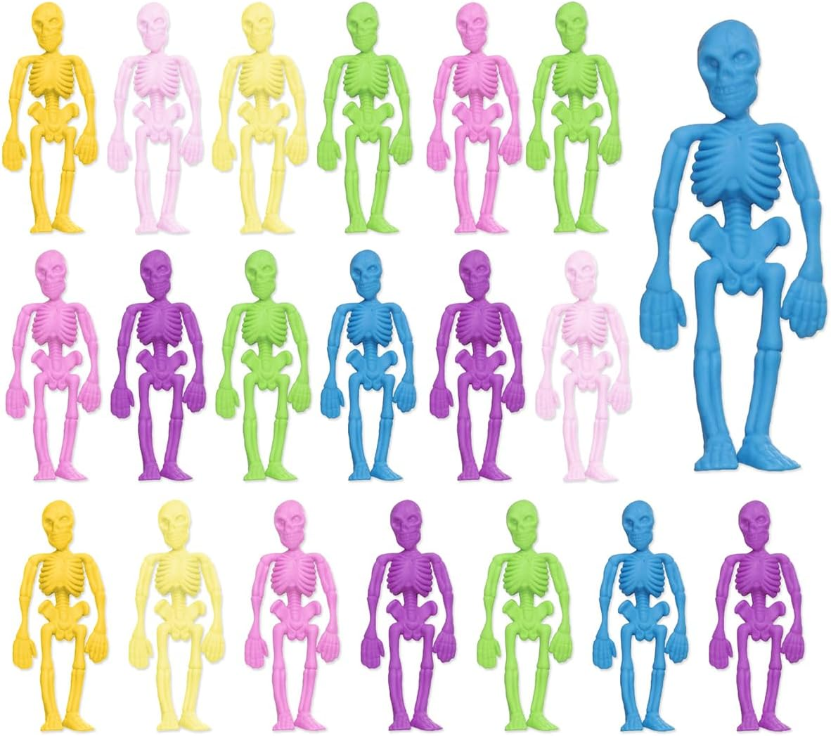 Skeleton Toys, 20 Pcs Soft Elasticity Decompression Skeletons for Halloween Party Favors and Treat Bags (Mixing Colors) image number 3
